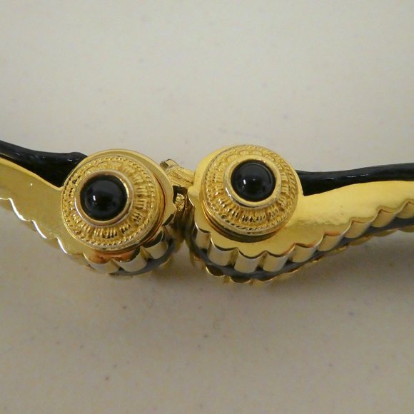 Judith Leiber black snakeskin adjustable belt onyx belt one size gold main image 5